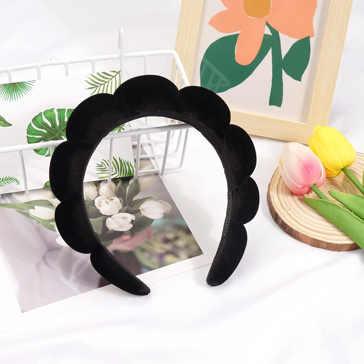 Spa-Stirnband Schwamm Frottee Makeup Hautpflege Schwarz