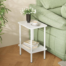Beistelltisch Holz 2 Tier Weiß Nachttisch Schmal 40x30x52cm