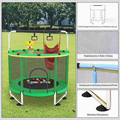 Kindertrampolin mit Basketball & Zubehör – Indoor/Outdoor