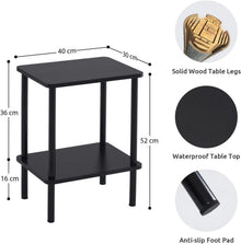 Beistelltisch Holz Schwarz 2 Tier Nachttisch Schmal