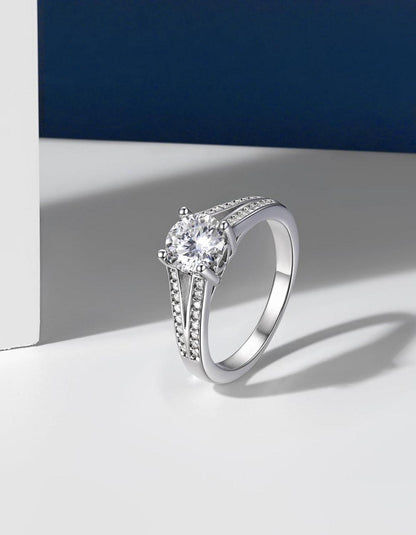 Verlobungsring Damen 1 Karat Moissanit Silber 925 Geschenk Versprechen-1 Karat