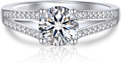 Verlobungsring Damen 1 Karat Moissanite Ring Silber 925 Frauen Perl 24