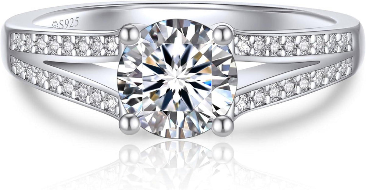 Verlobungsring Damen 1 Karat Moissanite Silber 925 Geschenk
