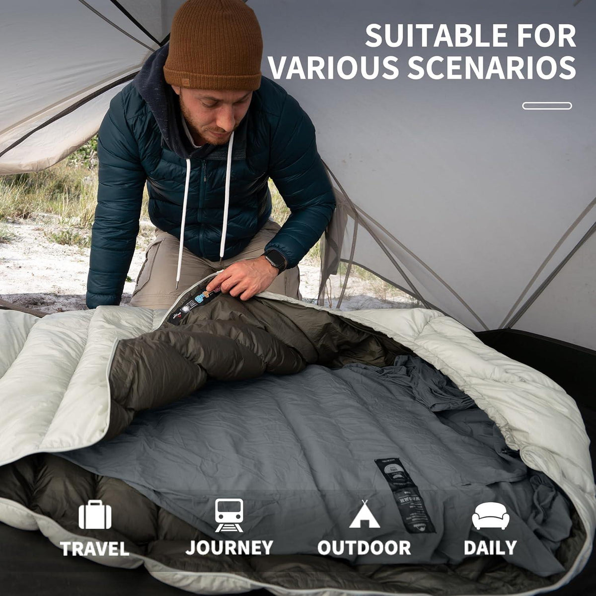 Ultraleichter Hüttenschlafsack Liner 128g Reisedecke Blau