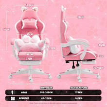 Cute Gaming Stuhl mit Katzenohren und Lendenkissen, Pink