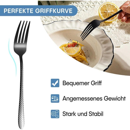 Besteckset Schwarz 30 Teile für 6 Personen mit Tupfenmuster