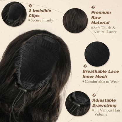 Locken Kordelzug Pferdeschwanz Haarteil 65 cm - Synthetisch, Wellig, für Frauen