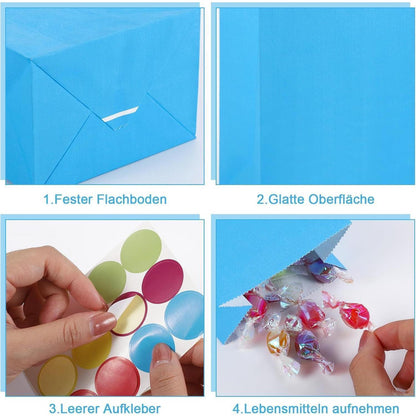 50 Papiertüten Klein Bunt für Geburtstag & Party (18x9x5.5cm)