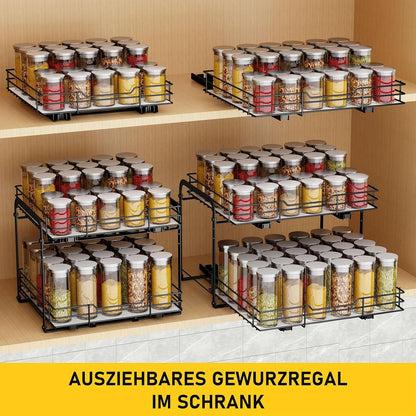 Gewürzregal Ausziehbar Organizer Küche Metall Oberfläche Sprühlackiert
