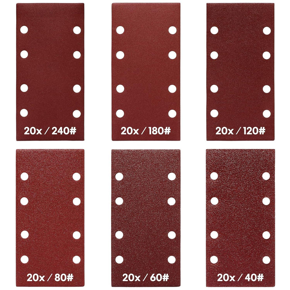 Schleifblätter 120-tlg. 93x185mm Körnungen 40-240 rechteckig