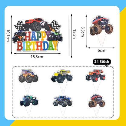 ENLACE Monster Truck Auto Kuchendeko Set - 25 Stück