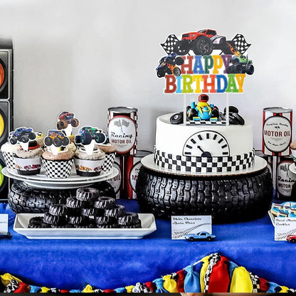 Monster Truck Cake Topper Set 25 Stück Kuchendeko Muffin Deko Kinder LKW Auto