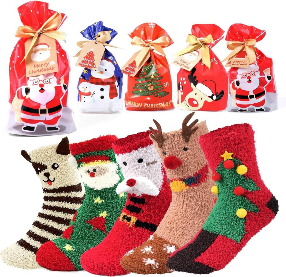 Weihnachtssocken 5 Paar Kuschelige Geschenkidee Damen Kinder