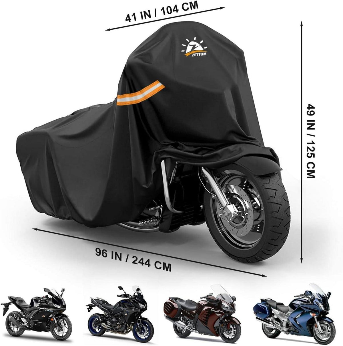Zettum Motorrad Abdeckplane 600D Oxford PU Beschichtung Wasserdicht 244 cm