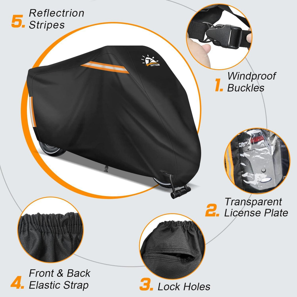 Motorrad Abdeckplane 600D Oxford PU 244cm wasserdicht UV-beständig