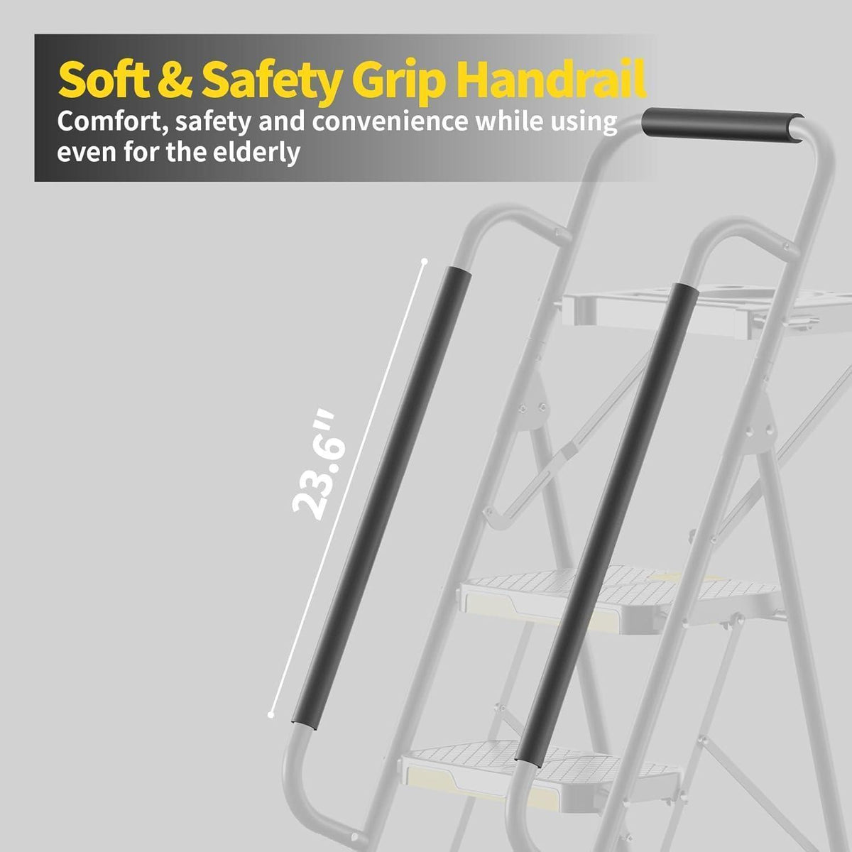 Klapptritt 5 Stufen mit Werkzeugplattform und Handläufen
