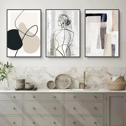 Abstrakte Wandbilder Geometrie Set 3er Poster Leinwandbilder