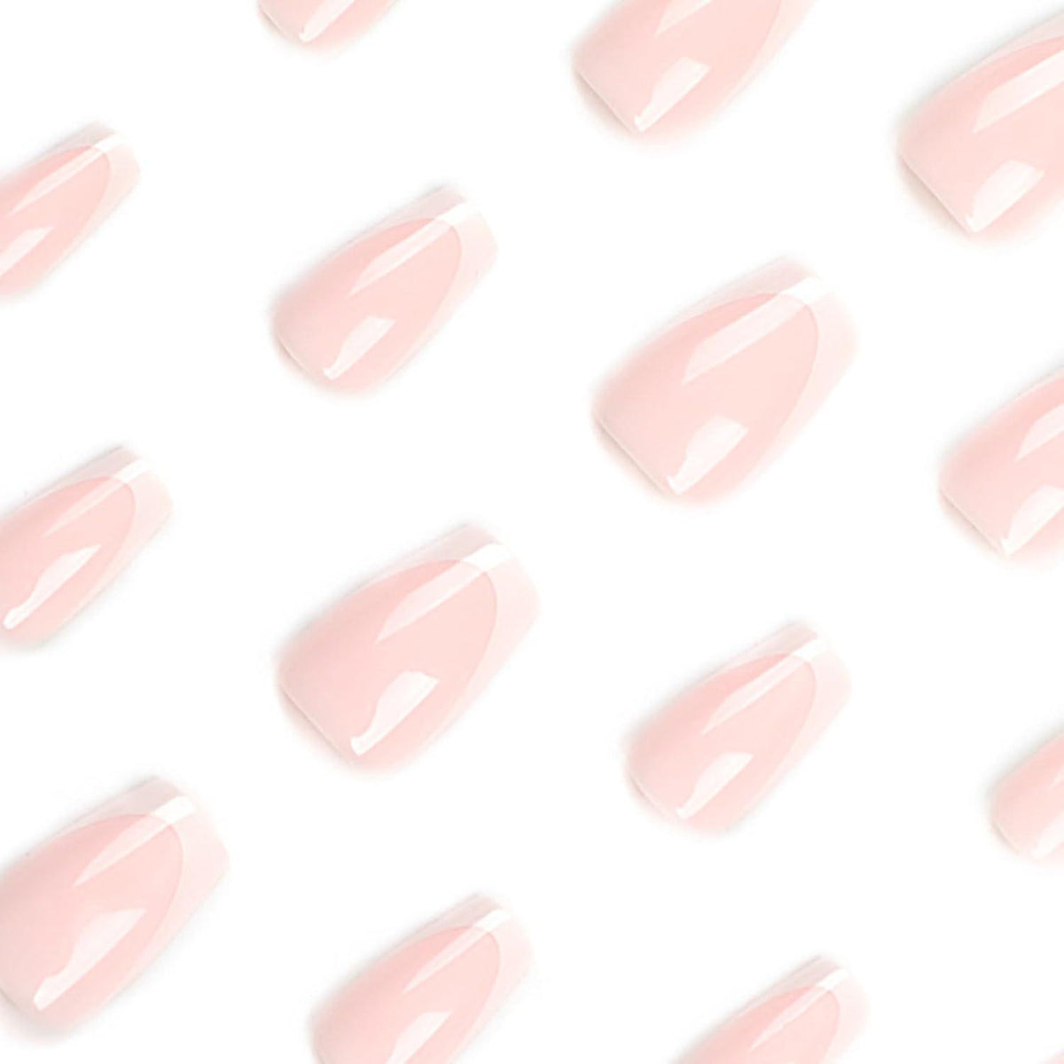 24er Set Eckige Nude Weiß French Tip Press-On Nägel