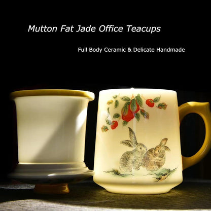Chinesische Teetasse Kaninchenmuster 415ml Porzellan Becher