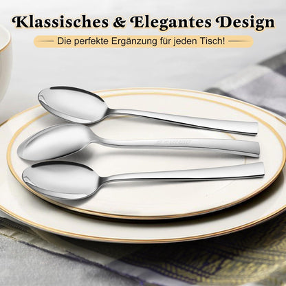 Edelstahl Löffel Set 6er - Suppen- & Tafellöffel, Hochglanzpoliert