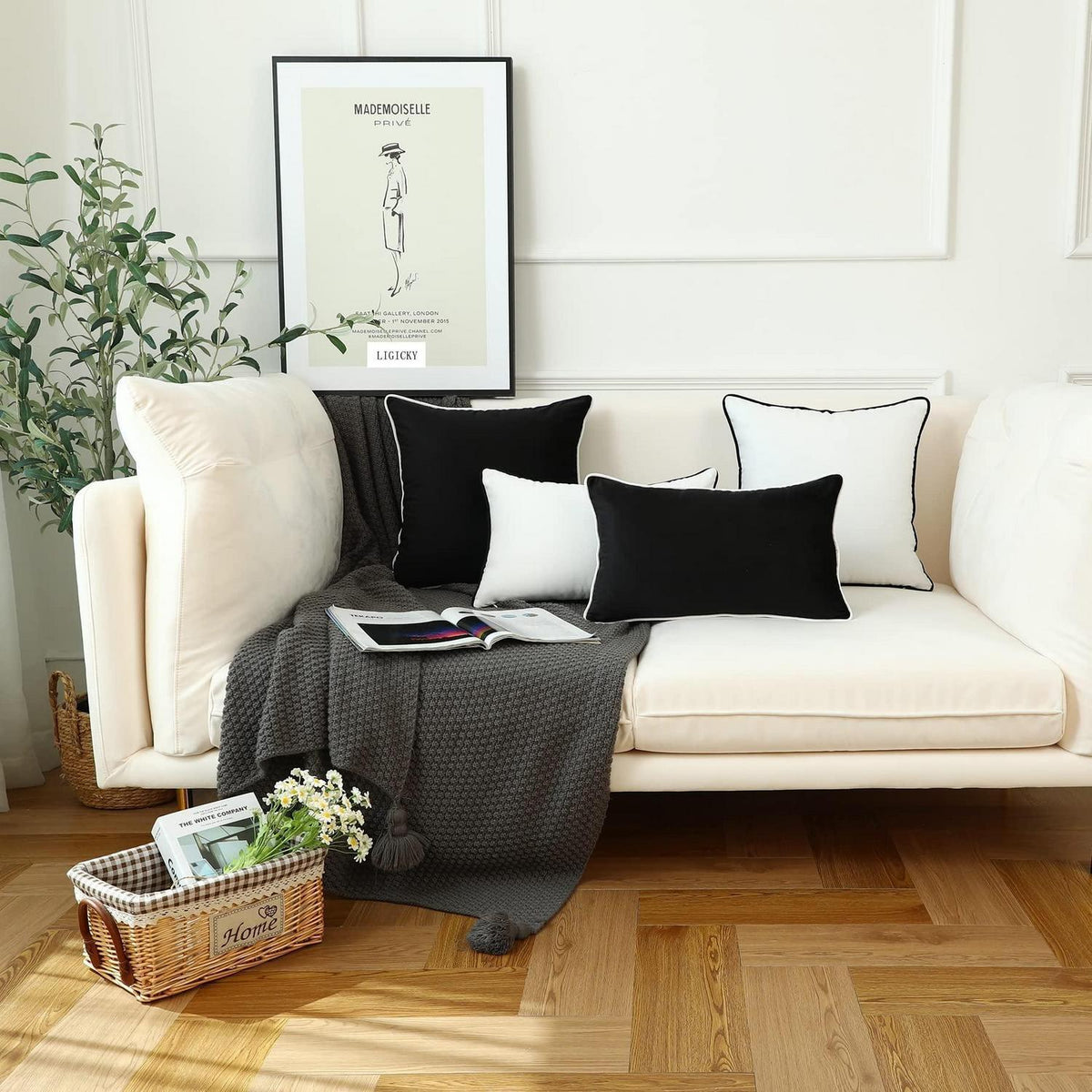 2x Samt Kissenbezug 30x30 cm Schwarz – Luxus Deko Kissen