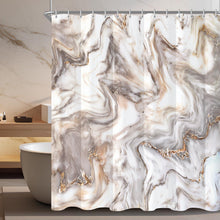 Duschvorhang Graugelb Marmor 120x180 Textil mit Ösen und 8 Ringe