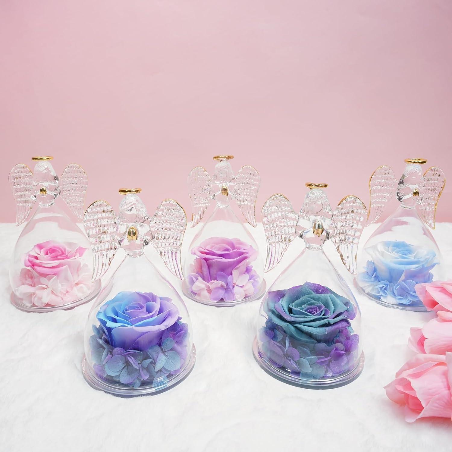 Handgefertigte Ewige Rose Engel Figur Geschenkbox Muttertag Weihnachten