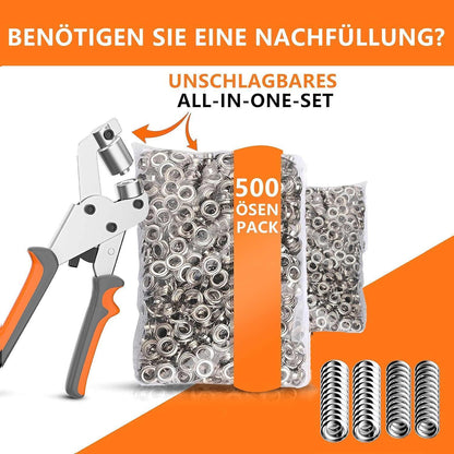 Ösenzange Set 10mm - 500 Ösen für Leder, Stoff & Plane