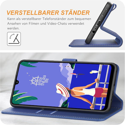 Handyhülle Samsung Galaxy A05s Leder Klapphülle Blau Standfunktion