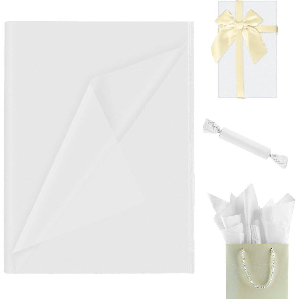 Weißes Seidenpapier 35x50 cm – 60 Blatt Geschenkpapier
