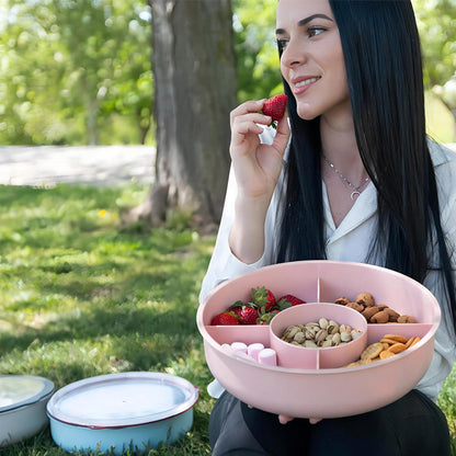 Bugucat Snackbox Obstteller 5 Fächer Transparenter Deckel Plastik Snackbox