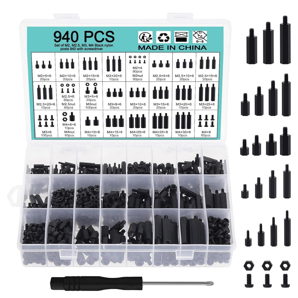 Nylon Abstandshalter Set M2-M4 für DIY Elektronik Montage