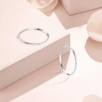 925 Sterling Silber Creolen - Große Silber Ohrringe Damen 40mm