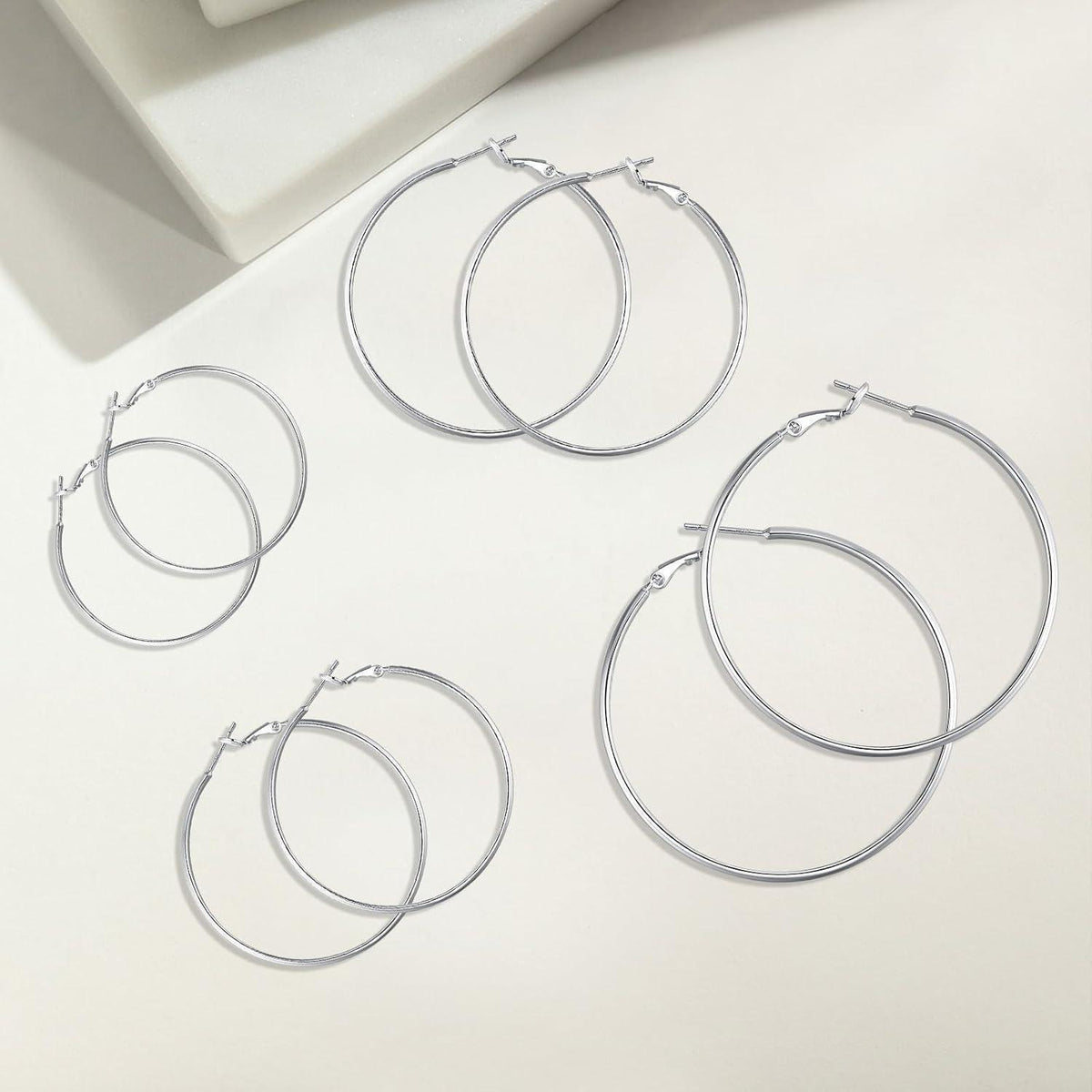 925 Sterling Silber Creolen - Große Silber Ohrringe Damen 40mm