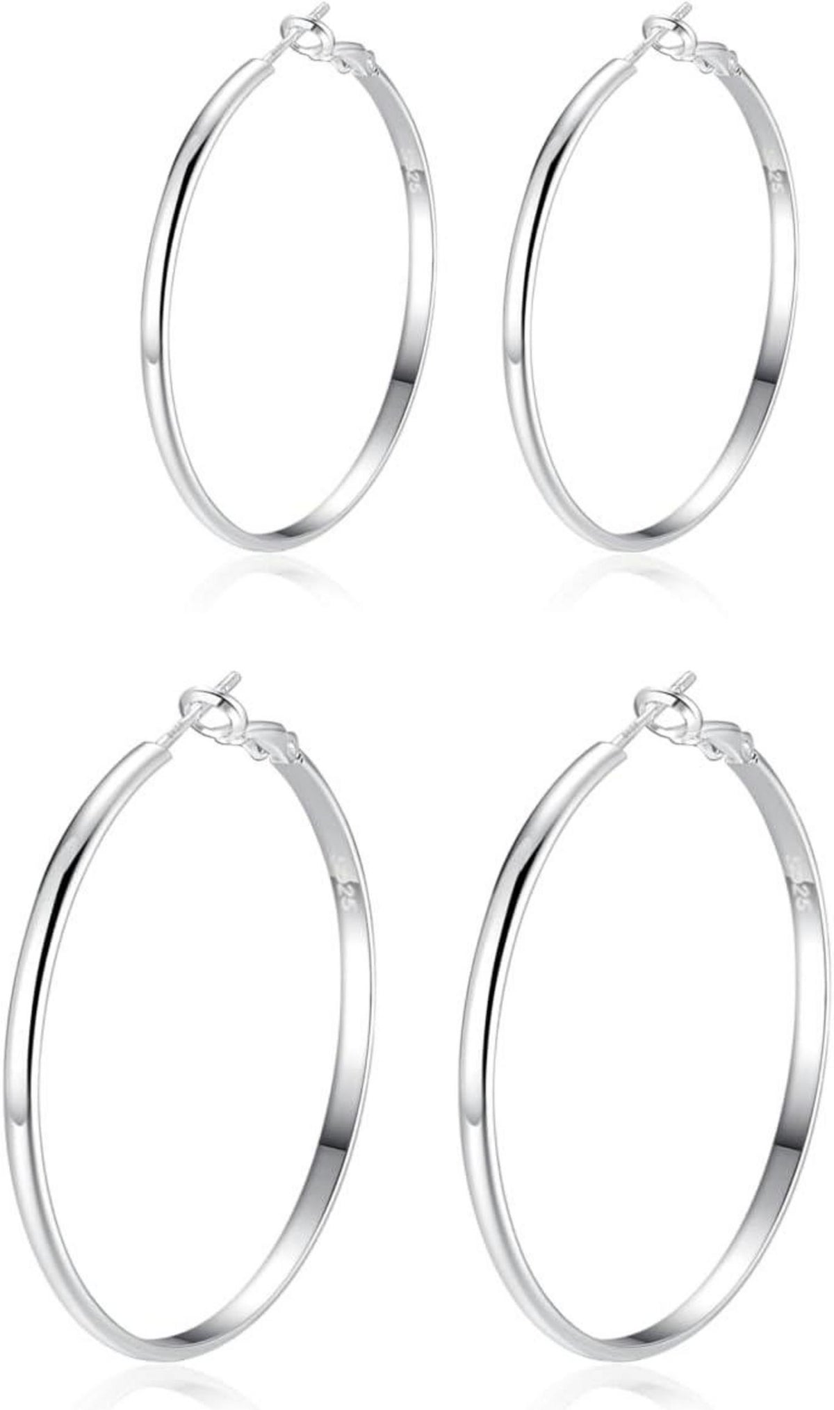 925 Sterling Silber Creolen Ohrringe Damen Hypoallergen 30/40mm