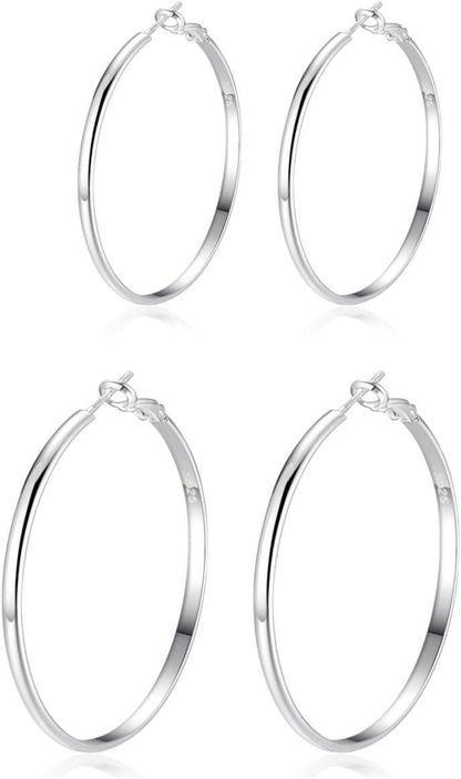 925 Sterling Silber Creolen Ohrringe Damen Hypoallergen 30/40mm