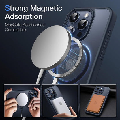iPhone 15 Pro Hülle MagSafe matt durchscheinend blau stoßfest