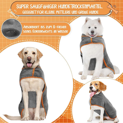 Hundebademantel Mikrofaser Saugfähig Trocknender Verstellbare Träger