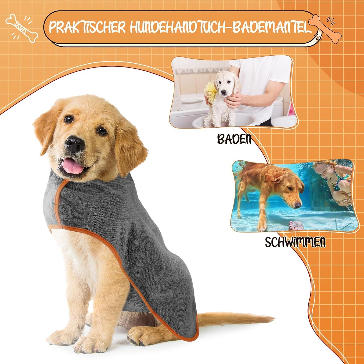 Jostift Hundebademantel Mikrofaser Saugfähig Trocknend Verstellbare Träger