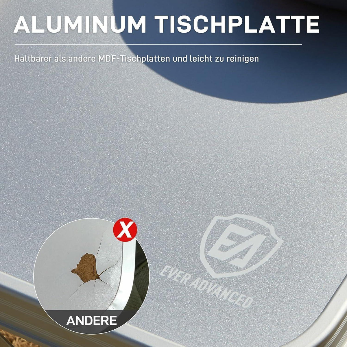Klapptisch Aluminium höhenverstellbar mit Stauraum 120x60cm