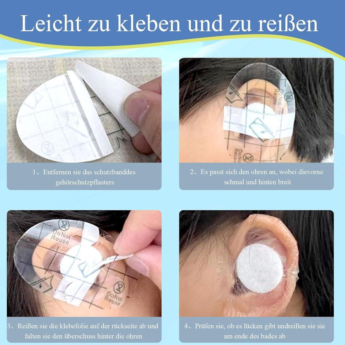 60x Wasserdichte Ohr Patches - Schutz beim Schwimmen & Duschen