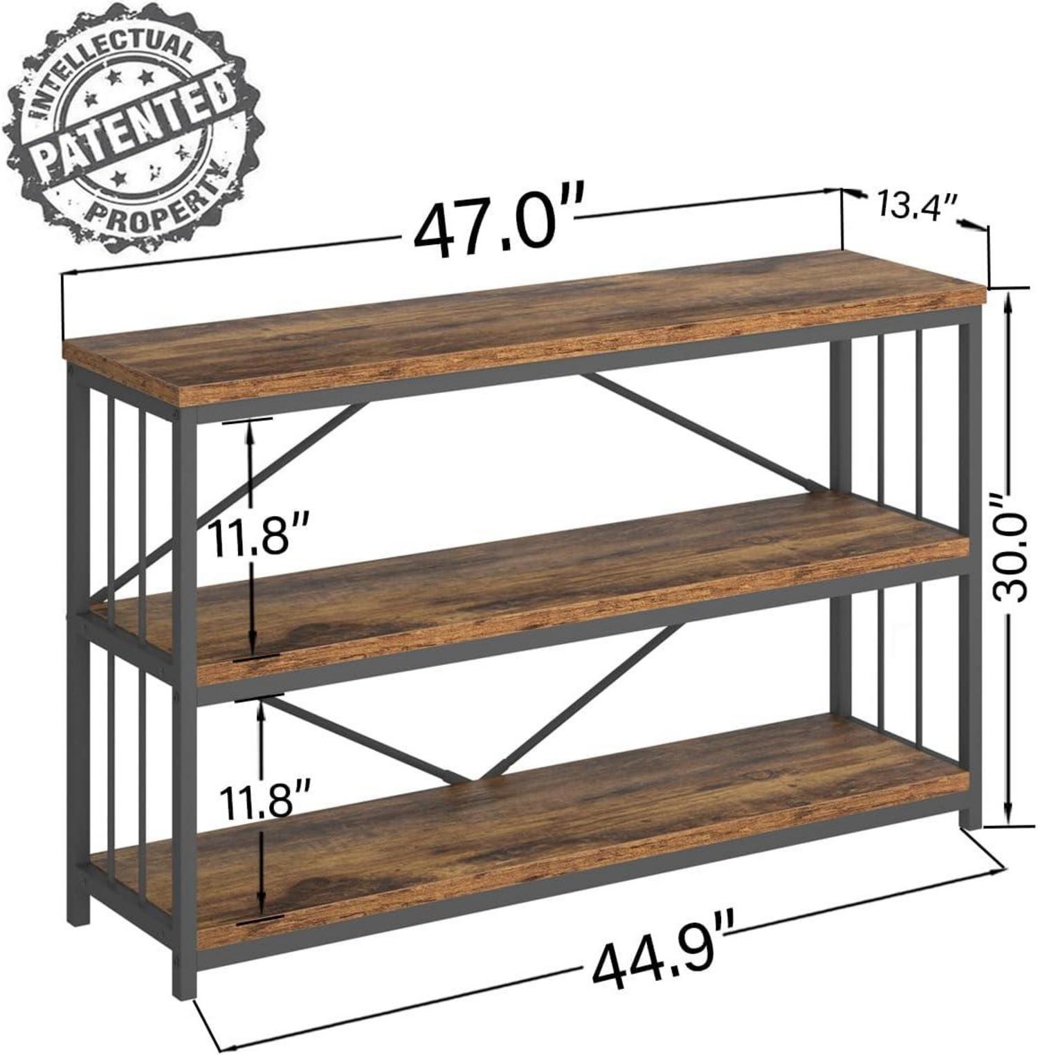 LVB Konsolentisch Schwarz Holz 3 Ebenen Stauraum 140x34x74cm