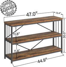 LVB Konsolentisch Schwarz Holz 3 Ebenen Stauraum 140x34x74cm