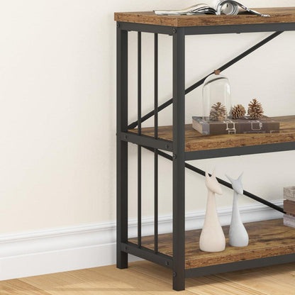 LVB Konsolentisch Schwarz Holz 3 Ebenen Bücherregal Stauraum 140x34x74 cm
