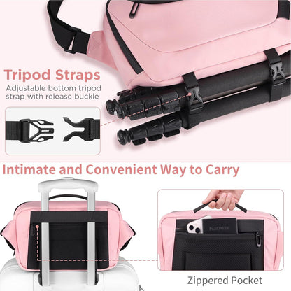 Wasserdichte Kameratasche für DSLR/SLR, Crossbody, Stativhalterung - Rosa