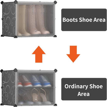 JOISCOPE Schwarzer DIY Schuhschrank mit Transparenter Tür