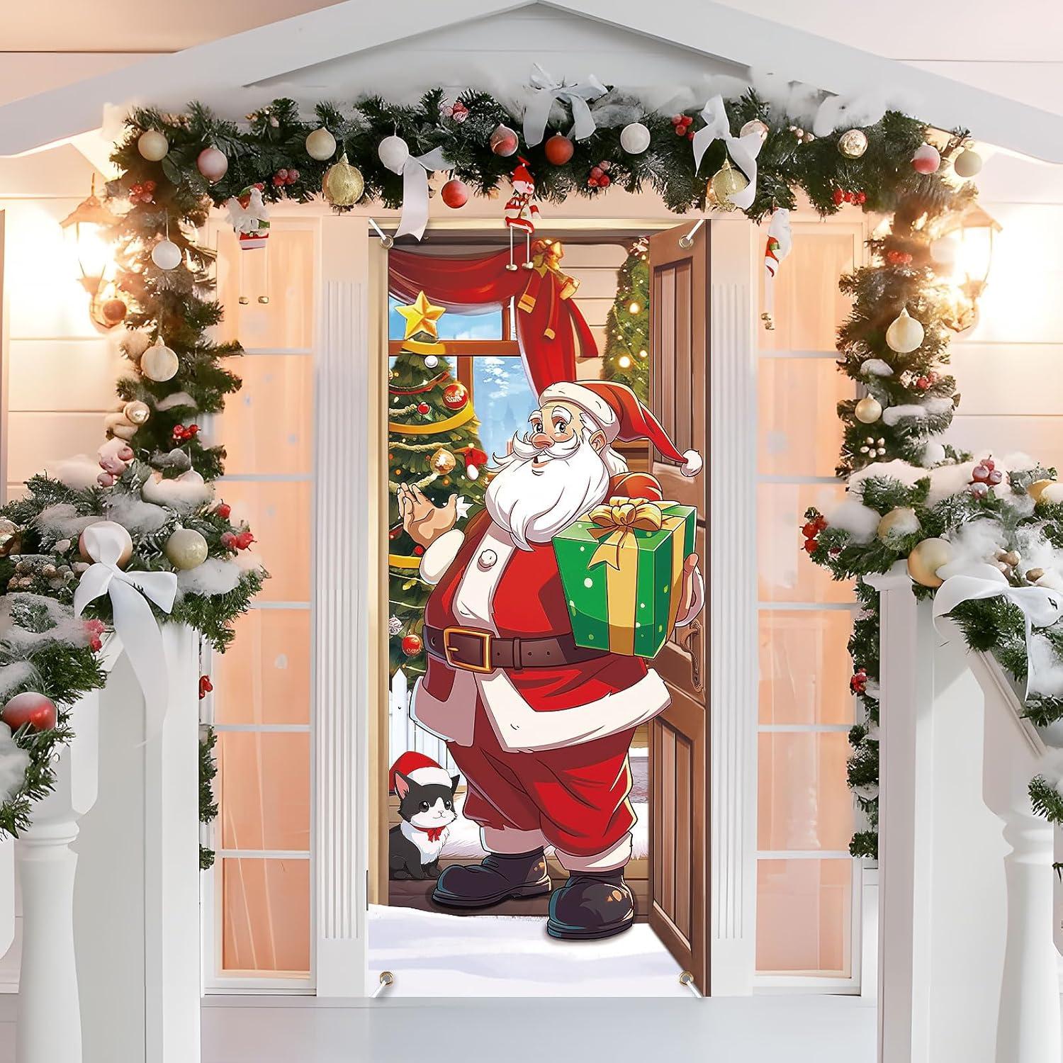 Weihnachten Tür Dekoration Haustür Abdeckung 200 x 90 cm