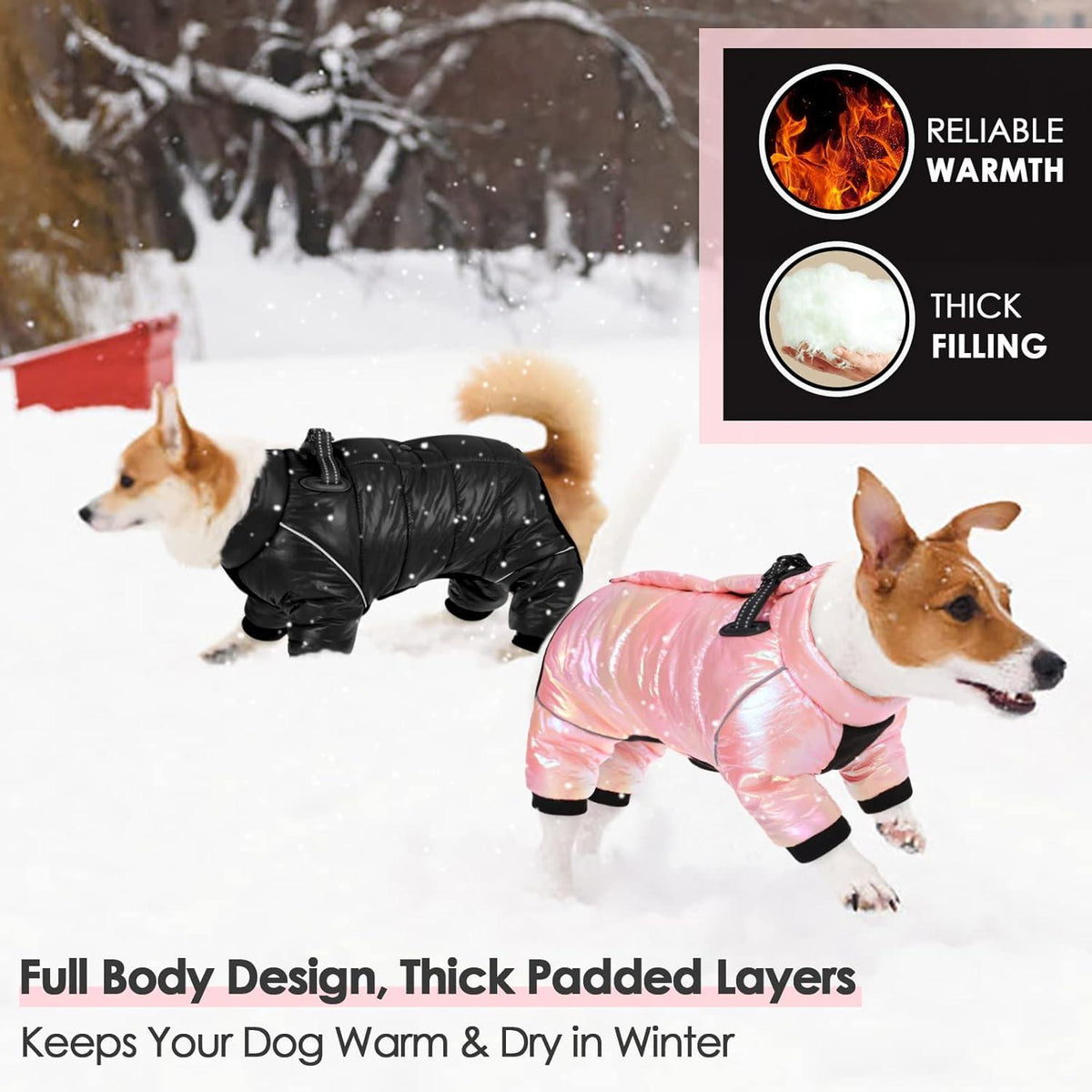 Wasserdichter Hundemantel Winter Warm S mit Reflektierstreifen