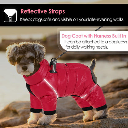 AOFITEE Wasserdichter Hundemantel Winter Warm Reflektierender Streifen Rot