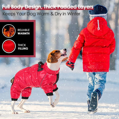 Wasserdichter Hundemantel Winter mit Reflektierendem Streifen M Rot